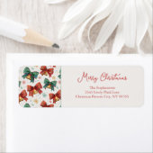 Geplaagde Bows Bells Retro Kerstmerken Etiket (Insitu)