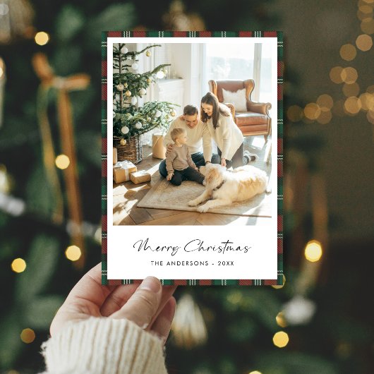 Geplaatst Elegant Script Vrolijk Kerstfeest Famili Feestdagenkaart