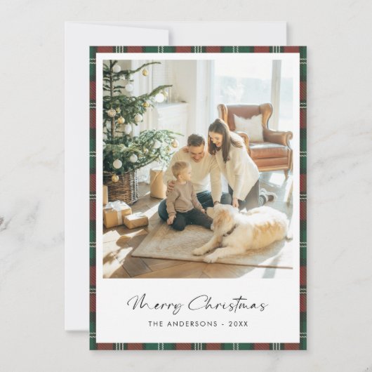 Geplaatst Elegant Script Vrolijk Kerstfeest Famili Feestdagenkaart (Voorkant)