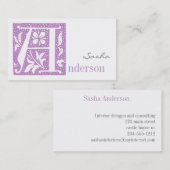 Geplaatste letter A Monogrammen Visitekaartjes (Voorkant / Achterkant)
