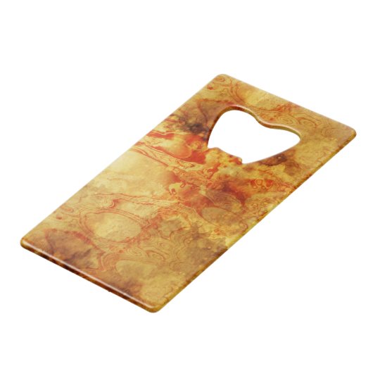 Geplaatste Rood op Abstract goud Kredietkaart Flessenopener (Achterkant Gekanteld)