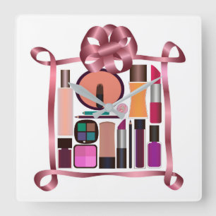 Geplaatste schoonheidsmiddelen vierkante klok