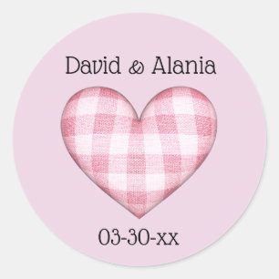 Geplakt hart 3D met namen en datum Ronde Sticker