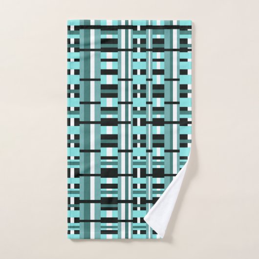 Geplakt in Aqua, Blauwgroen, zwart en wit, koud Bad Handdoek (Handdoek)