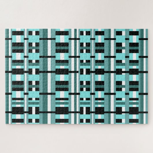 Geplakt in Aqua, Blauwgroen, zwart en wit Legpuzzel (Horizontaal)