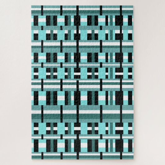 Geplakt in Aqua, Blauwgroen, zwart en wit Legpuzzel (Verticaal)