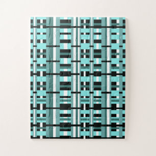 Geplakt in Aqua, Blauwgroen, zwart en wit Legpuzzel