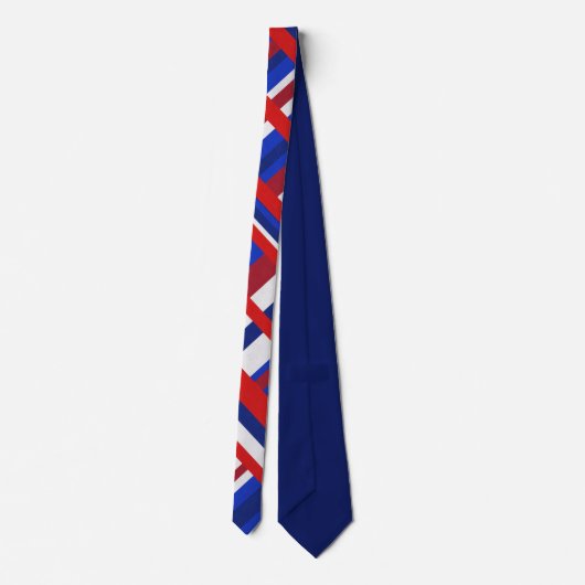 Geplakt in rood, wit, blauw modern patroon stropdas (Achterkant)