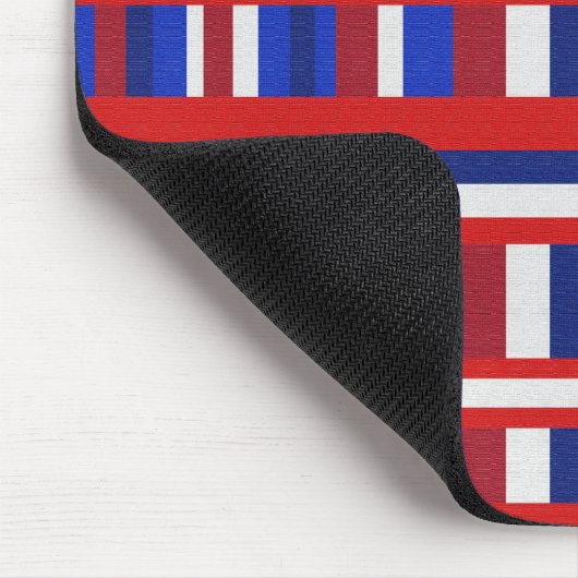 Geplakt in rood, wit en blauw muismat (Hoek)