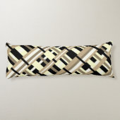 Geplakt in Taupe, Tan, Zwart, Wit Diagonaal Lichaamskussen (Achterkant)