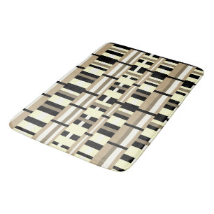 Geplakt in Taupe, Tan, Zwart, Wit Modern Badmat