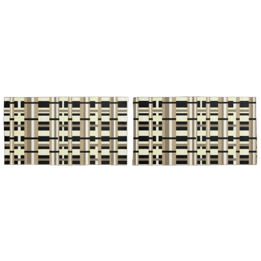 Geplakt in Taupe, Tan, Zwart, Wit Modern Kussensloop (Voorkant-Set)