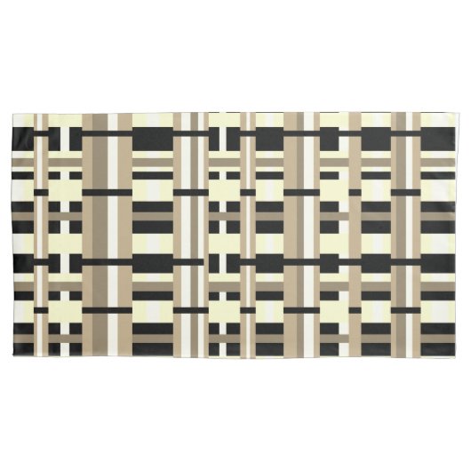 Geplakt in Taupe, Tan, Zwart, Wit Modern Kussensloop (Voorkant-Links)