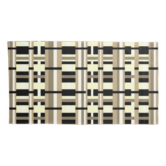 Geplakt in Taupe, Tan, Zwart, Wit Modern Kussensloop (Achterkant-Rechts)