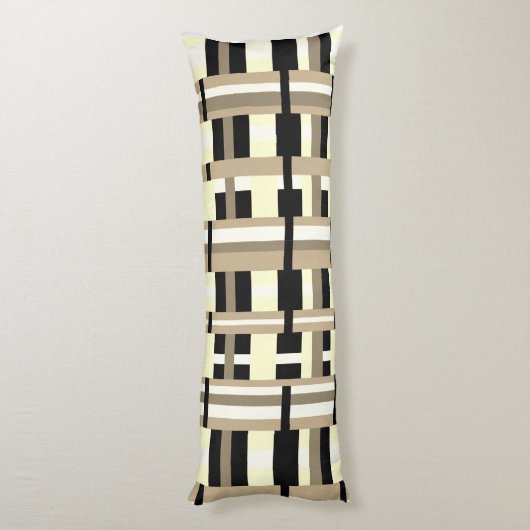 Geplakt in Taupe, Tan, Zwart, Wit Modern Lichaamskussen (Achterkant (Verticaal))