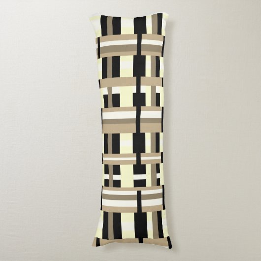 Geplakt in Taupe, Tan, Zwart, Wit Modern Lichaamskussen (Voorkant Verticaal)