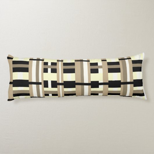 Geplakt in Taupe, Tan, Zwart, Wit Modern Lichaamskussen (Achterkant)