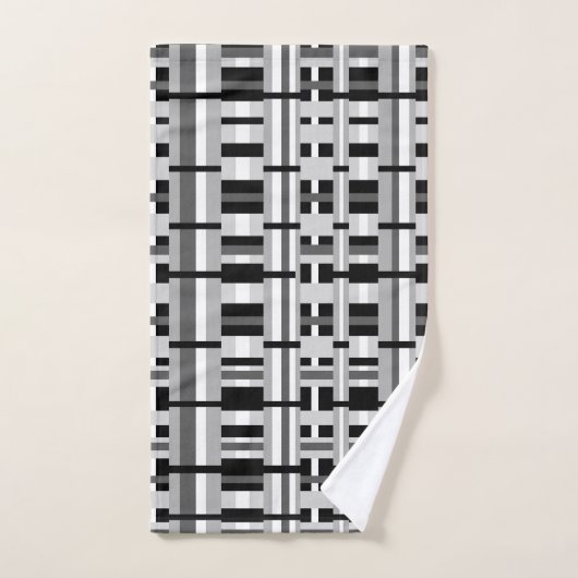 Geplakt in zwart, wit en grijs bad handdoek (Handdoek)