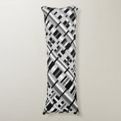 Geplakt in Zwart Wit & Grijs Diagonaal Lichaamskussen (Voorkant Verticaal)