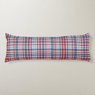 , geplakt rood wit blauw patroon lichaamskussen