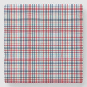 , geplakt rood wit blauw patroon stenen onderzetter