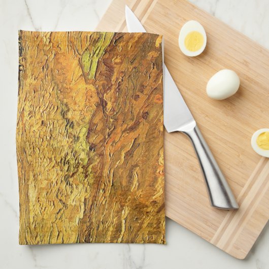 Geploegd veld (de Furrows) van Vincent van Gogh Theedoek (Quarter Fold)