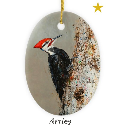 Geplooide specht vogel schilderij jaar Kerstmis Keramisch Ornament