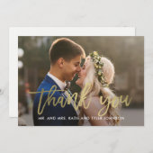 Gepoetste kalligrafie Bedankt Card Faux Gold (Voorkant / Achterkant)