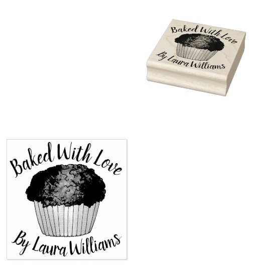 Gepofeld met liefdeshomemade Muffins die keuken ba Rubberstempel (Gestempeld)