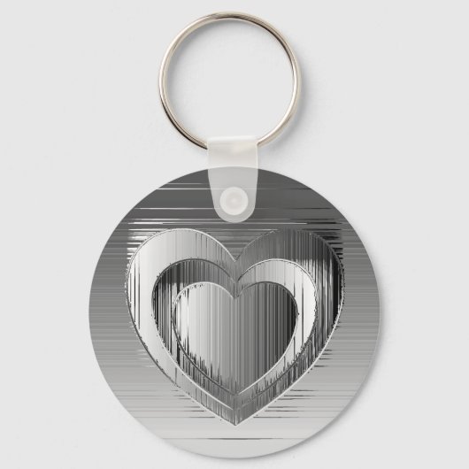 Gepolijst chroomharten sleutelhanger (Voorkant)