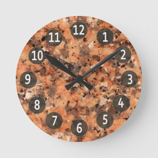 Gepolijst Oranje graniet Rock Surface met Digits Ronde Klok (Voorkant)