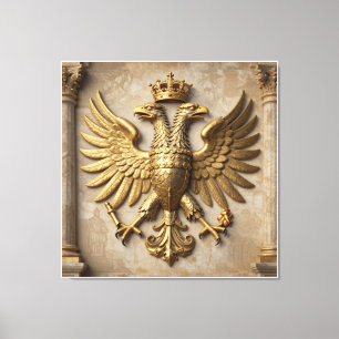 Gepolijst standbeeld van gouden adelaar op klassie canvas afdruk