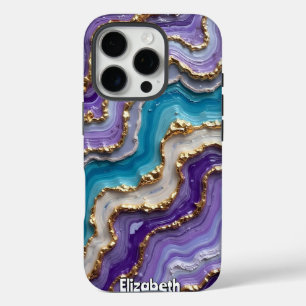 Gepolijste steen Abstract met gouden accenten iPhone 16 Pro Hoesje