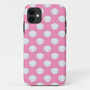 Gepolkte Kat Roze en Witte Kattengezicht Patroon iPhone 11 Hoesje