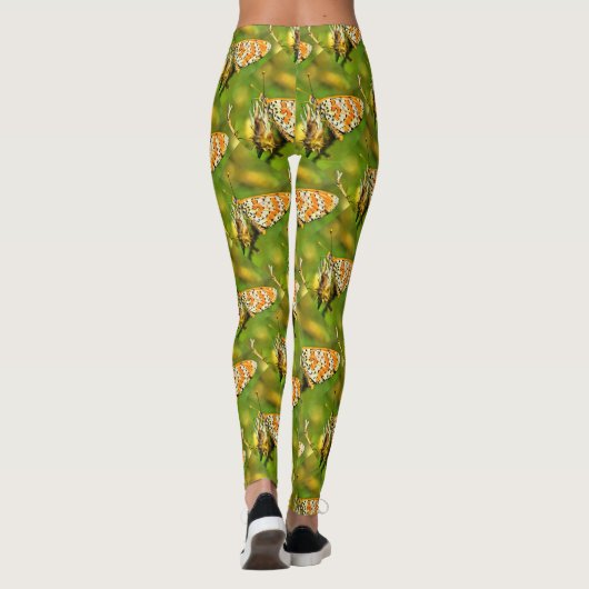 Geppotte Fritillary Oranje and White Butterfly Leggings (Achterkant)