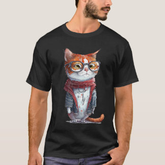 Geprikkeld kat persoon schattige kat draagt een br t-shirt