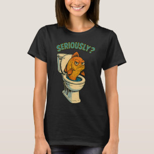 Geprikkelde vis die uit toilet komt – Retro strip T-shirt