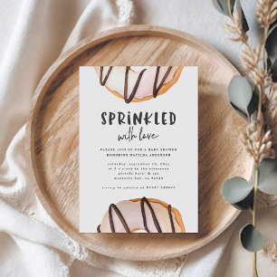 Geprinkst met liefdesdonut baby shower aankondiging
