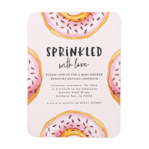 Geprinkst met liefdesdonut baby shower magneet