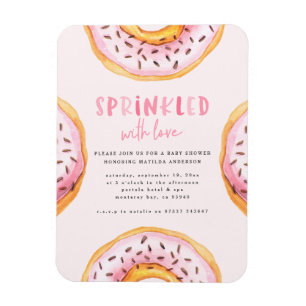 Geprinkst met liefdesdonut baby shower magneet