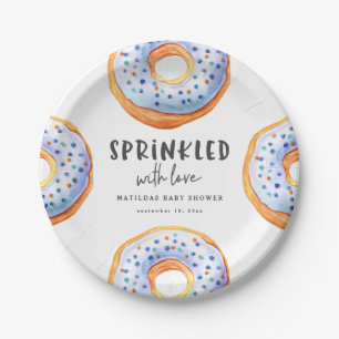 Geprinkst met liefdesdonut baby shower papieren bordje