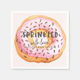 Geprinkst met liefdesdonut baby shower servet