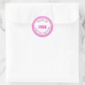 Geproduceerd in 1966 ronde sticker (Tas)