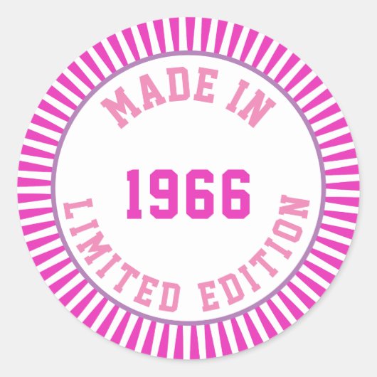 Geproduceerd in 1966 ronde sticker (Voorkant)