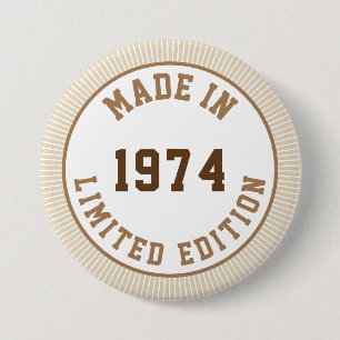Geproduceerd in 1974 ronde button 7,6 cm