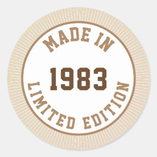 Geproduceerd in 1983 ronde sticker