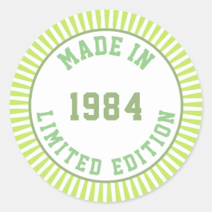 Geproduceerd in 1984 ronde sticker