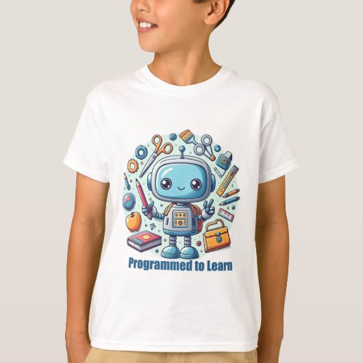 Geprogrammeerd om te leren - Robot T-shirt (Voorkant)