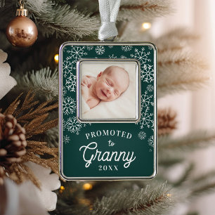 Gepromoot aan Granny   Baby Foto Grandma Verzilverd Kader Ornament