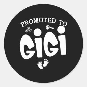 Gepromoveerd naar Gigi zwangerschapsaankondiging v Ronde Sticker